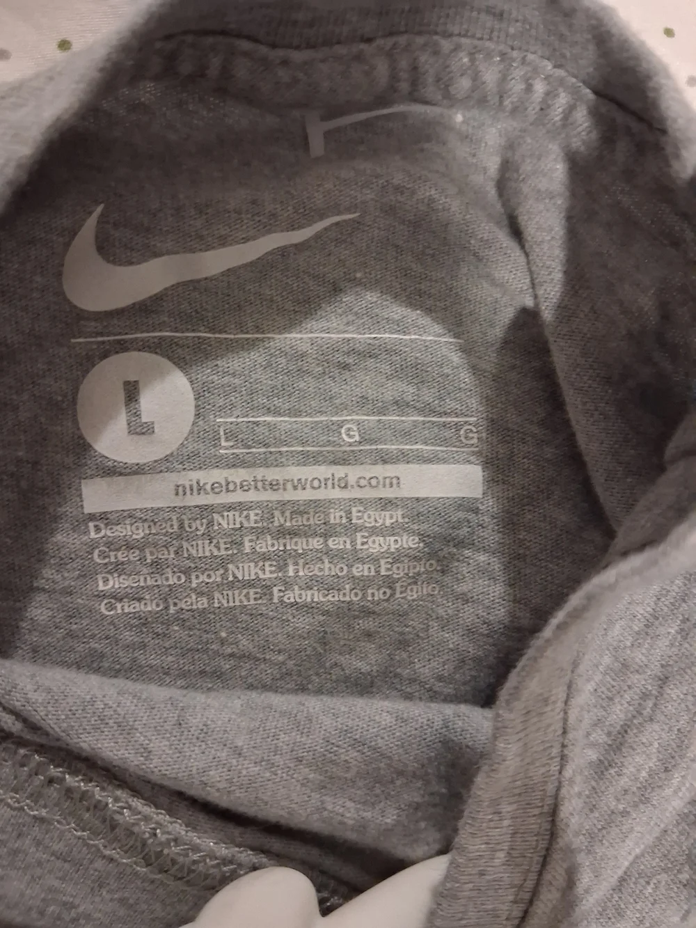 Nike Kids Size Large  'Peace Love' Gray & Blue Long-Sleeve Tee